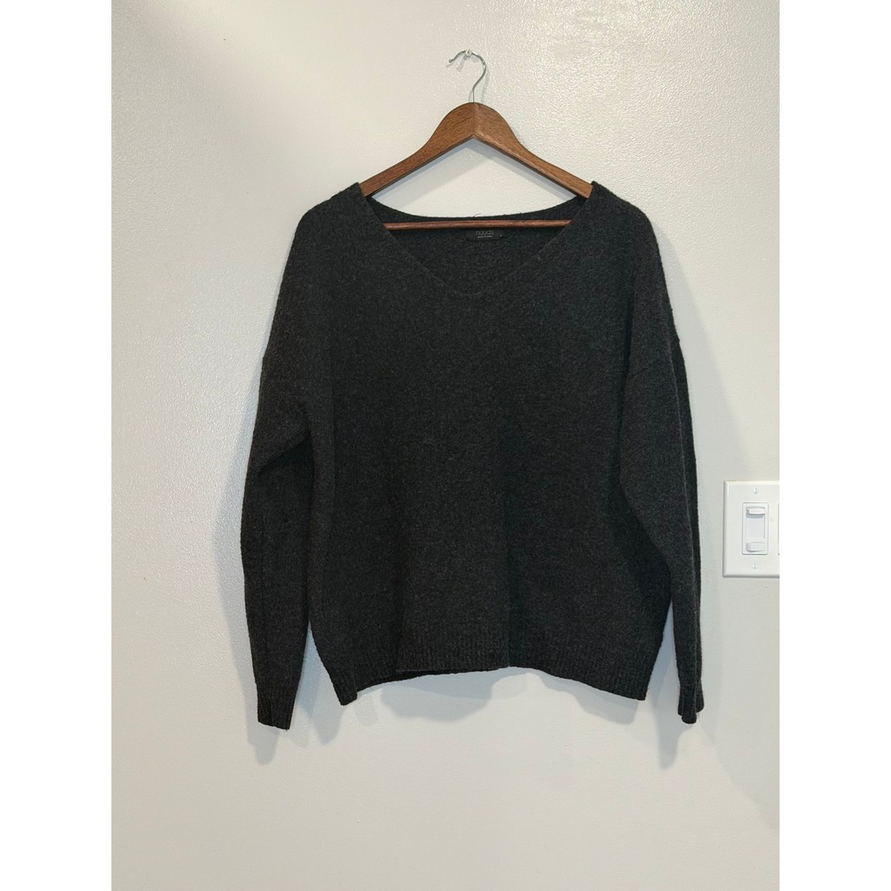 Nuuds Charcoal Grey V-Neck Wool Yak Blend Oversized Sweater Womens Medium